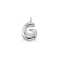 Close-up view of a silver puffy letter G pendant charm, showing smooth metallic surface detail. - Letter G / Pendant Only (Without Chain) / Silver
