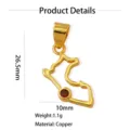 Gold map shape pendant copper necklace 26.5x10mm jewelry accessory variant option one - Red Rhinestone Map Style B (W0536)