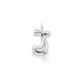 Detailed closeup view of the cute puffy letter J silver metal necklace pendant design. - Letter J / Pendant Only (Without Chain) / Silver