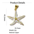 Ciondolo stella marina smalto bianco oro ottone, gioiello elegante e raffinato da donna. - singolo pendente (senza catena) / 45.5x35.7mm / Bianco