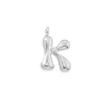 Close-up detail of silver 3D bubble letter K pendant, cute puffy alphabet jewelry accessory. - Letter K / Pendant Only (Without Chain) / Silver