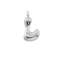 Silver puffy letter L necklace pendant, cute chubby initial charm for jewelry daily wear. - Letter L / Pendant Only (Without Chain) / Silver