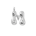 Silver puffy letter M pendant, cute 3D initial necklace charm for stylish jewelry making. - Letter M / Pendant Only (Without Chain) / Silver