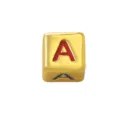 Goldfarbene quadratische Buchstaben Emaillierte A Perle DIY Schmuckanhänger für Armband - Vierfarbiger Buchstabe - A