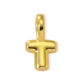 Gold plated letter T pendant detail, minimalist puffy alphabet charm for DIY necklace jewelry. - Gold Style T