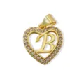 Gold-plated heart alphabet pendant necklace DIY fashion jewelry charm letter B accessory - Letter B (Pendant) / Gold