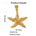 Ciondolo stella marina in ottone dorato, elegante accessorio di gioielleria per donne. - singolo pendente (senza catena) / 45.5x35.7mm / Oro