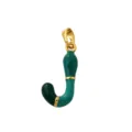 Gold plated brass green enamel letter J pendant detail shot, stylish hip hop jewelry charm. - Letter J