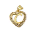 Gold plated brass heart letter C pendant sparkling rhinestone charm DIY jewelry accessory - Letter C (Pendant) / Gold