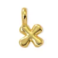 Close-up detail of 18k gold plated brass puffy letter x charm, minimalist diy jewelry accessory - Gold Style X