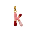 Detailed view of the colorful enamel letter K pendant with gold plating, exquisite design. - Letter K