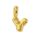 Gold letter Y pendant close-up, 18k gold plated brass charm for DIY jewelry crafting. - Gold Style Y