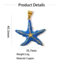 Pendente stella marina smaltato blu in rame 45.5x35.7mm accessorio di gioielleria - singolo pendente (senza catena) / 45.5x35.7mm / Celeste