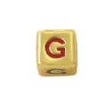 Gold square letter charm bead with red enamel G, perfect for DIY jewelry and custom necklaces. - Four-Color Letter - G