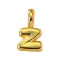 Gold puffy letter Z pendant, 18K gold plated brass DIY jewelry accessory for necklace. - Gold Style Z