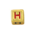 Gold square enamel letter H charm pendant DIY jewelry making spacer bead bracelet accessory - Four-Color Letter - H