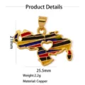 Venezuela map pendant, copper metal DIY necklace jewelry accessory with colorful enamel stripes. - Striped Hollow Map (W0536)