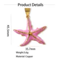 Ciondolo stella marina in rame smaltato rosa, stile gioiello carino, misura 45.5mm. - singolo pendente (senza catena) / 45.5x35.7mm / Rosa