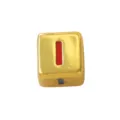 Gold square letter charm bead with red enamel detail for DIY jewelry making necklace - Four-Color Letter - I
