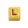 Gold square enamel letter L bead detail shot for DIY jewelry making and custom bracelets. - Four-Color Letter - L