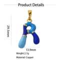 Colorful enamel letter R pendant hip hop style copper 18k gold plated jewelry accessory - Letter R