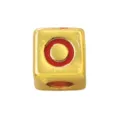 Golden square enamel letter O spacer bead detail, perfect for DIY bracelets and necklaces. - Four-Color Letter - O