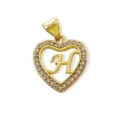 Gold Plated Heart Letter H Pendant Charm Fashion Jewelry Gift for Women and Girls accessory - Letter H (Pendant) / Gold