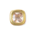 Close up of square brass zircon DIY bead charm detail, elegant jewelry component for crafting. - April (Light Blue Zirconia)