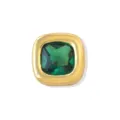 Square green zircon brass DIY bead detail shot, polished metal bezel and brilliant gemstone. - May (Green Zirconia)