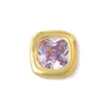 Close up of square pink cubic zirconia brass DIY charm, elegant bezel set birthstone bead. - June (Pink Zirconia)