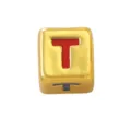 Gold square alphabet bead with red drip oil letter T for DIY jewelry making bracelets necklaces - Four-Color Letter - T