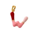 Detailed close-up of colorful enamel letter pendant, glossy finish, intricate gold trim. - Letter W