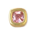 Brass cubic zirconia square DIY birthstone bead charm for jewelry making and crafting - October (Pink Zircon)