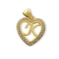Exquisite Gold Plated Letter K Heart Pendant Brass Zirconia DIY Charm Necklace Jewelry - Letter K (Pendant) / Gold