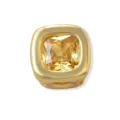 Close-up detail of a square bezel-set yellow zircon brass DIY charm bead accessory. - November (Yellow Zirconia)