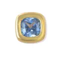 Close-up detail of a square blue zircon set in chunky gold-plated brass DIY bead. - December (Blue Zircon)