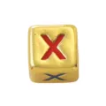 Gold square cube letter bead with red enamel X for DIY charm bracelet necklace jewelry making. - Four-Color Letter - X