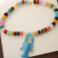 Collier pendentif homard en perles acryliques colorées style bohème plage vacances femmes - Collier / Bleu ciel