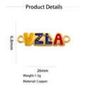 Vergoldeter Kupfer Emaille Buchstaben Anhänger DIY Schmuck Zubehör ca. 26x6.8mm - VZLA Buchstaben Verbinder (Stil 4) / 26x6.8mm
