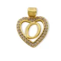 Gold-plated heart letter O pendant paved with sparkling zircon stones for DIY jewelry making. - Letter O (Pendant) / Gold