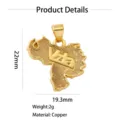 Ciondolo mappa in rame placcato oro 22x19.3mm collana gioiello elegante accessorio per donna - Ciondolo Mappa Texturizzato (Stile 5)
