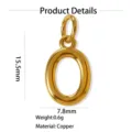 Pendentif Lettre O en Cuivre Plaqué Or Charm Minimaliste Accessoire de Bijouterie - Pendentif Seul (Sans Chaîne) (Omicron)