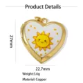 Goldfarbener Kupfer Herz Medaillon Anhänger mit Emaille Sonne Design, süßer Schmuck. - Handbemalter Sonnen Stil (Stil 7)