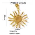 Goldsonnen Anhänger Detail mit 41mm Höhe und 32mm Breite aus Kupfer Material gefertigt. - Sonnenblume (Gold)