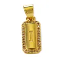 Pendente rettangolare placcato oro lettera I ciondolo zirconia lucida accessorio gioielli - Lettera I