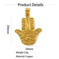 Gold hamsa hand pendant copper 34x24mm vintage amulet charm necklace jewelry accessory - Hamsa Hand (260814) / Gold