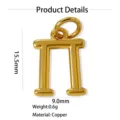 Pendentif lettre grecque Pi en cuivre plaqué or, bijou minimaliste élégant, 15.5x9mm. - Pendentif Seul (Sans Chaîne) (Pi)