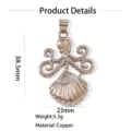 Messing octopus en schelp hanger voor oceaan stijl DIY ketting sieraden accessoire 38mm - Hanger Zonder Ketting (W260809) / 2-Octopusschelp (witgoud)