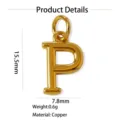 Pendentif lettre P en cuivre plaque or, charm alphabet minimaliste pour collier. - Pendentif Seul (Sans Chaîne) (Rho)