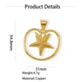 Pendente Stella Marina Ottone Oro Stile Oceano Collana DIY Gioiello Accessorio Specifica - Ciondolo Solo (Senza Catena) (W260809) / 3-Stella marina (oro)
